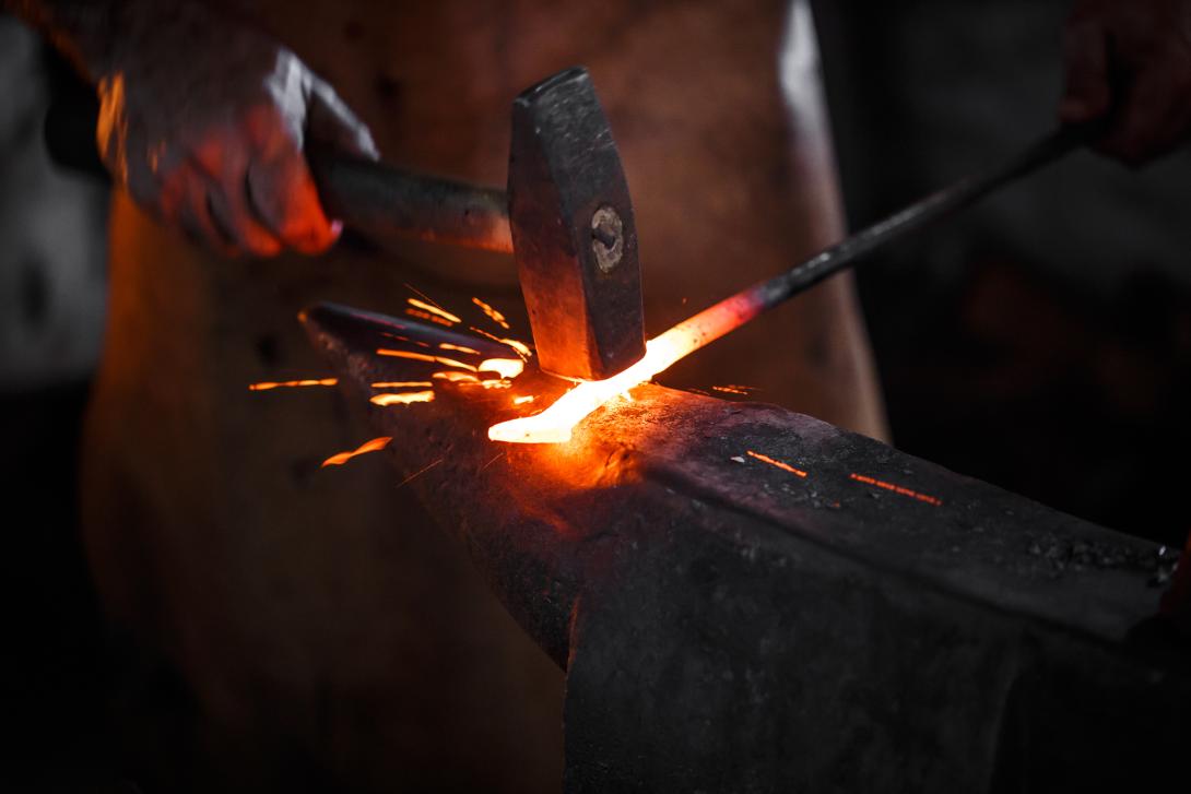Forging metal 